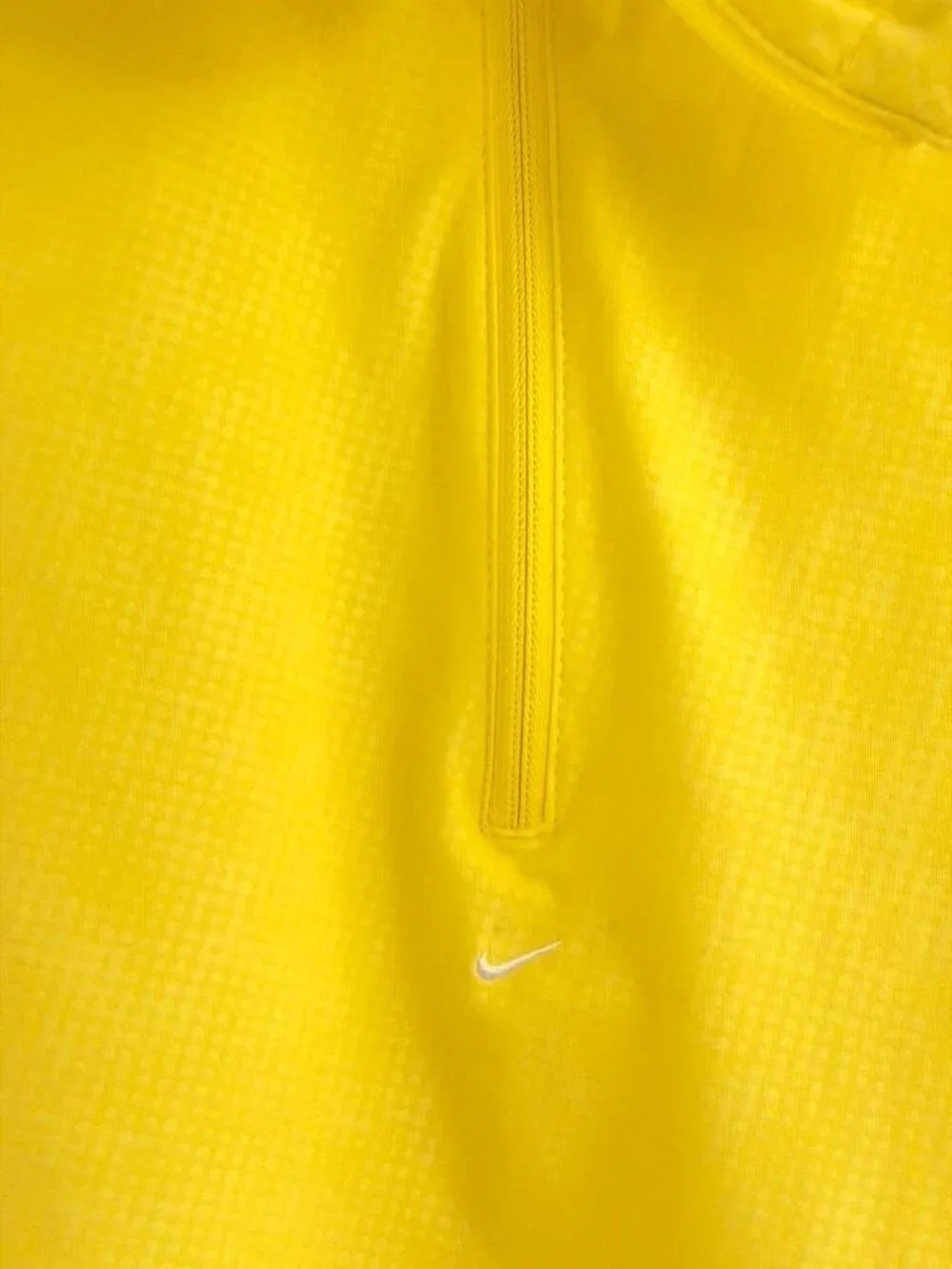 Nike Golf Dri Fit Bright Yellow Half Zip Short Sleeve Ruched Neckline Sz Medium
